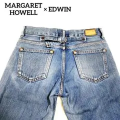 マーガレットハウエル EDWIN コラボ デニム クロップドパンツ シンチバックのサムネイル