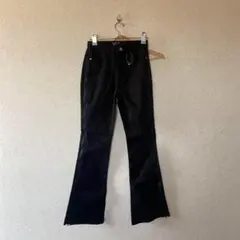 新品未使用 シュープ フレアパンツ サイドスリット ファスナー 黒 25号 S