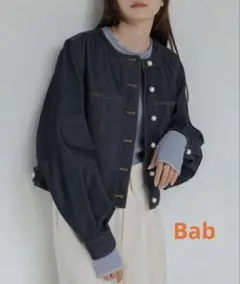 Bab◆バブ◆パールボタンデニムブルゾン ／デニムジャケット◆ＩＮＤＩＧＯ◆Ｍ