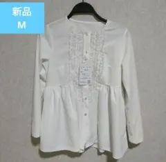 新品　フリル付きペプラムブラウス　ブラウス　白　M　ペプラム
