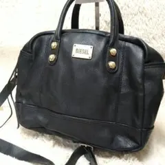 00s DIESEL ディーゼル ボストンバッグ レザー ブラック y2k DIESEL ディーゼル archive metal logo バッグ y2k - メルカリ