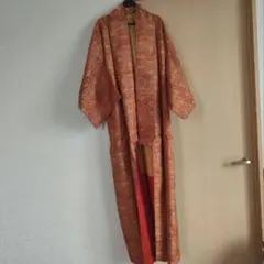 新品オレンジ花柄小紋着物