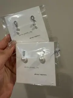 パール風とクリスタルのピアス 2セット