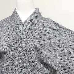 未着用　小紋　総絞り　藍染　紗綾形　付け襟　着物　016k