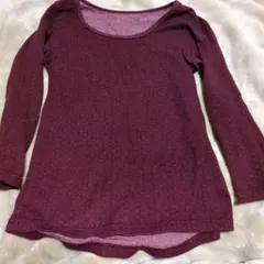 裏起毛　インナー　長袖　ボルドー　ワイン　ドット