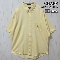 CHAPS ラルフローレン 半袖 BDシャツ XL 刺繍ロゴ 黄色 コットン古着