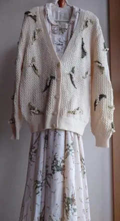 KANEKO ISAO 花モチーフ ウール カーディガン