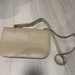 アニエスベー agnès b. ベージュ レザーショルダーバッグ