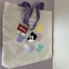 Disney ミッキーマウス フェイスマスコット付きトートバック