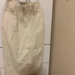 レトロガール　ホワイトデニムタイトスカート Mサイズ　ロングハイウエストゴム