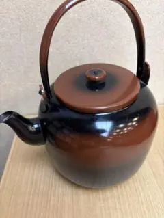 黒色陶器製茶釜 竹製ハンドル - メルカリ