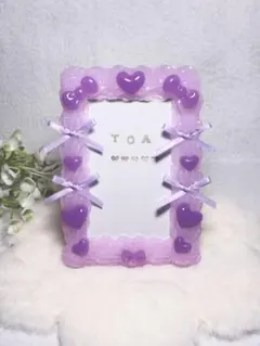 トレカケース ホイップデコ B8 紫リボン ハート 硬質ケース