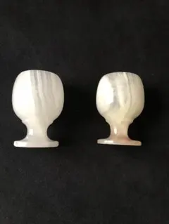 最終値下げ新品一点物！天然石 大理石オニキス？翡翠？酒盃ゴブレット 2個セット