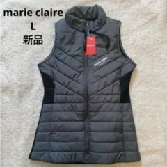 新品☆マリクレールゴルフ 中綿ロングベストチュニック丈 ブラック L