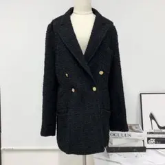 ヴィトン ダブルブレステッドツイードブレザー アウター ブラックのサムネイル