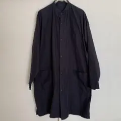 MUJI Labo 超長綿ポプリン　スタンドカラーロング丈シャツ L-XL　黒