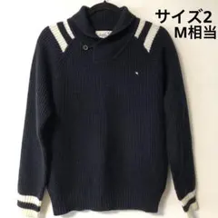 ネイビー リブ編み ハイネックセーター　アーノルド・パーマー　M相当　ロゴ