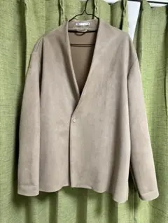 ZARA スウェード調 ノーカラージャケット カーディガン ベージュ キャメル