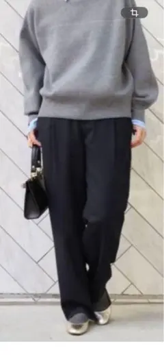 IENA ワイドパンツ ネイビー　プリーツ入り