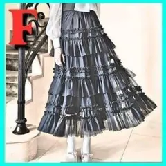 チュールフレアフリルスカート　ロリータ　ギャザー　ティアード　パーティードレス