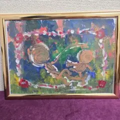 ☆障害者アート☆タイトル ドッペルゲンガー～もう一人の私～ アクリル絵の具抽象画