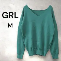 【グレイル】美品タグ付き✨ニット　長袖　グリーン　無地　シンプル　カジュアル　M
