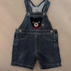 ダブルビー クマ刺繍 デニムオーバーオール 70～80