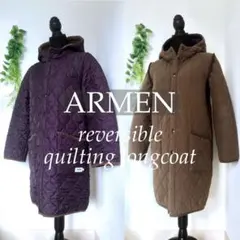 ARMEN アーメン キルティングコート M パープル ブラウン リバーシブル