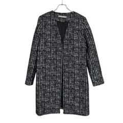 美品✨theory luxe ツイード ロングコート ノーカラー ブラック 38