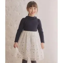 any FAM エニィファム　ワンピース　100 ドッキング　チュール　紺　白