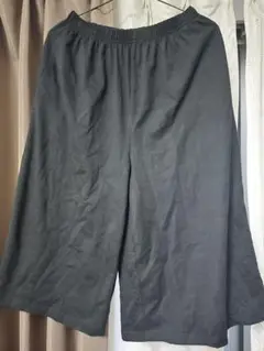 黒 ガウチョパンツ ゴムウエスト