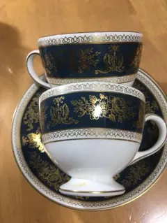 WEDEWOOD コロンビアダークブルー ティーカップソーサー ペアセット