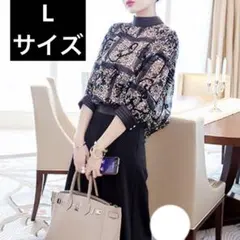 入学式 卒業式 セットアップ　フォーマル パンツスーツ レディース 黒 Ｌ