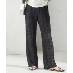 美品　SHIPS ラッセル レース イージー パンツ ブラック