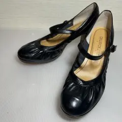 美品 twinktwink パンプス メリージェン 黒 レザー 日本製 24.5