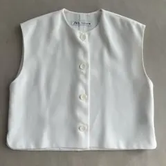 ZARA クルーネック ベスト ホワイト Sサイズのサムネイル