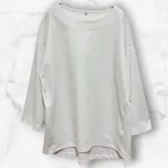 【CLOSSHI】七分袖ボートネックTシャツ M ホワイト きれいめ 春 秋