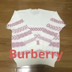 バーバリーズ Burberry長袖ニットセーター ホワイト・ピンク
