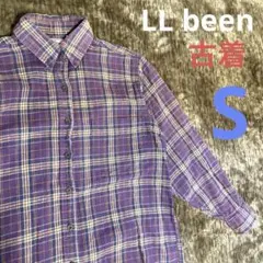 希少❗️ LL been 古着　アメリカ製　チェックシャツ　パープル