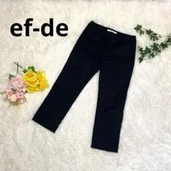 ef-de エフデ　可愛い　黒スラックス パンツ　リボンポケット　センタープレス
