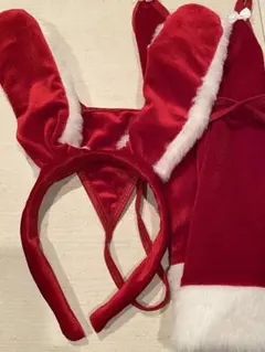 ウサギ耳付きレッドコスチュームセット