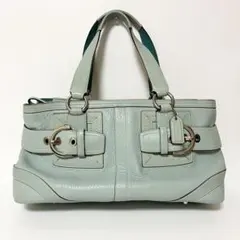 希少色　コーチ 2764 ハンプトンズ ハンドバッグ ラージキャリーオール　水色