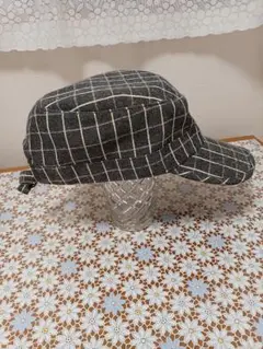 グレー系チェック ワークキャップ