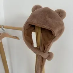 ベビー　くま耳マフラー付き帽子　52cm