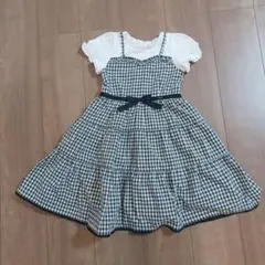 メゾピアノ　半袖チェックワンピース120サイズ
