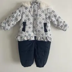 【新品・未使用】花柄フリル付きベビージャンプスーツ　つなぎ　80