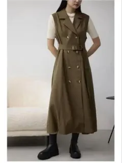 【期間限定セール】AZULmoussy ノースリーブロングジャケット カーキ