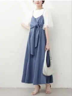 本日20時まで！☆ナチュラルクチュール アシメカシュクールリボンキャミワンピース
