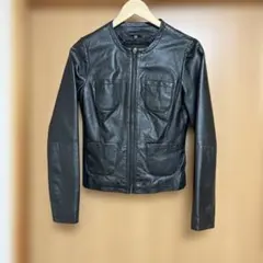 CONBIPEL ブラックレザージャケット ノーカラー