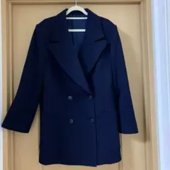 レディースジャケット・オンワード・ウール100%・紺・ダブル・15号